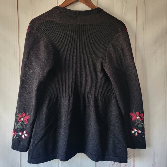 Christopher & Banks Petite Open Front Knit Sweater Cardigan, Embroidered Petite - Picture 5 of 11